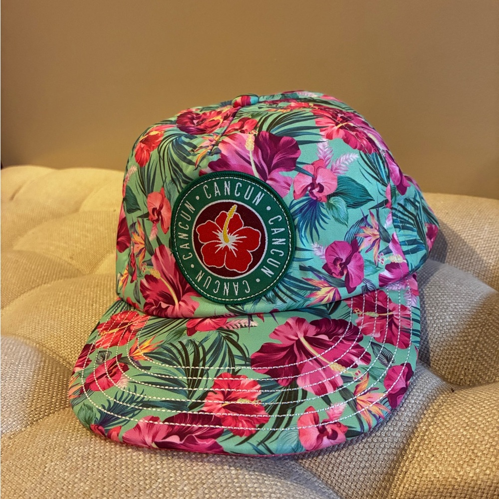 Robin Ruth Cancun Floral Tropical Baseball Cap - Mint & Pink